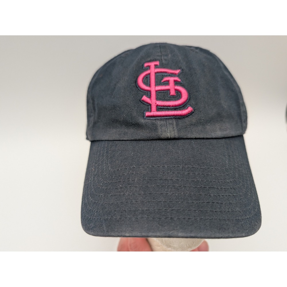 47 Brand St Louis Cardinals Hat Navy Blue Pink Logo Adjustable Baseball Cap